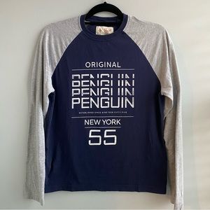 [4 FOR $20] Original Penguin Navy/Gray Long Sleeve Shirt